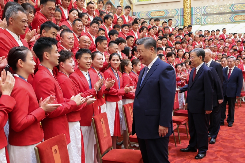 2024年8月20日，習(xí)近平總書記在人民大會堂接見第33屆夏季奧林匹克運動會中國體育代表團全體成員。