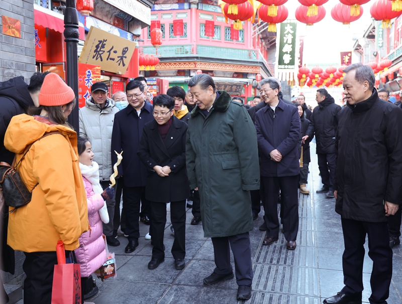 2024年2月1日，習近平總書記在天津古文化街考察。